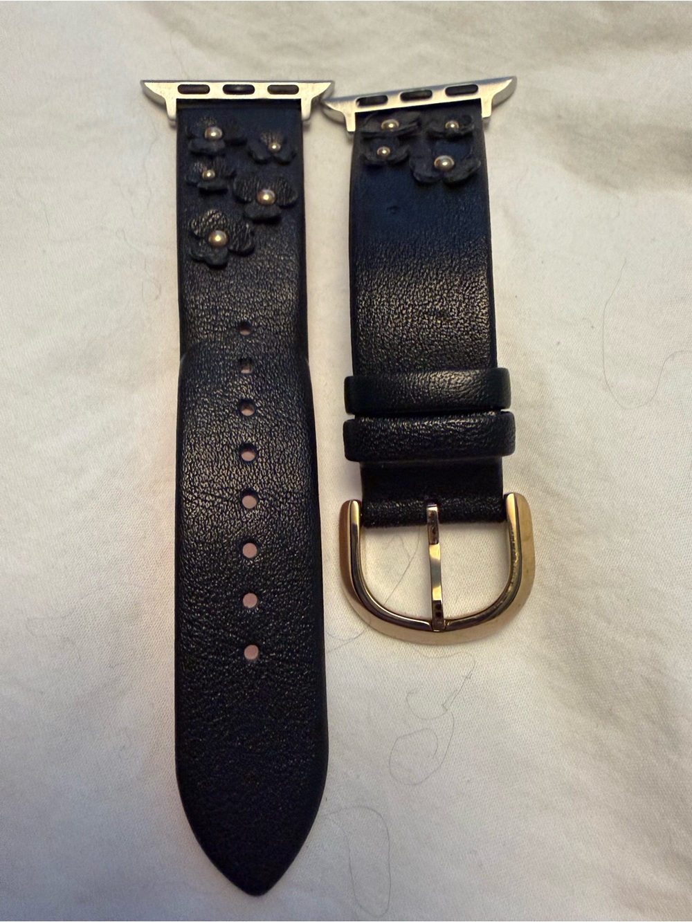 Kate Spade New York Leather Apple Watch Band – Black/Gold – 38/40/41mm